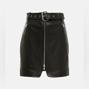 KHAITE Luana Black Belted Leather Mini Skirt